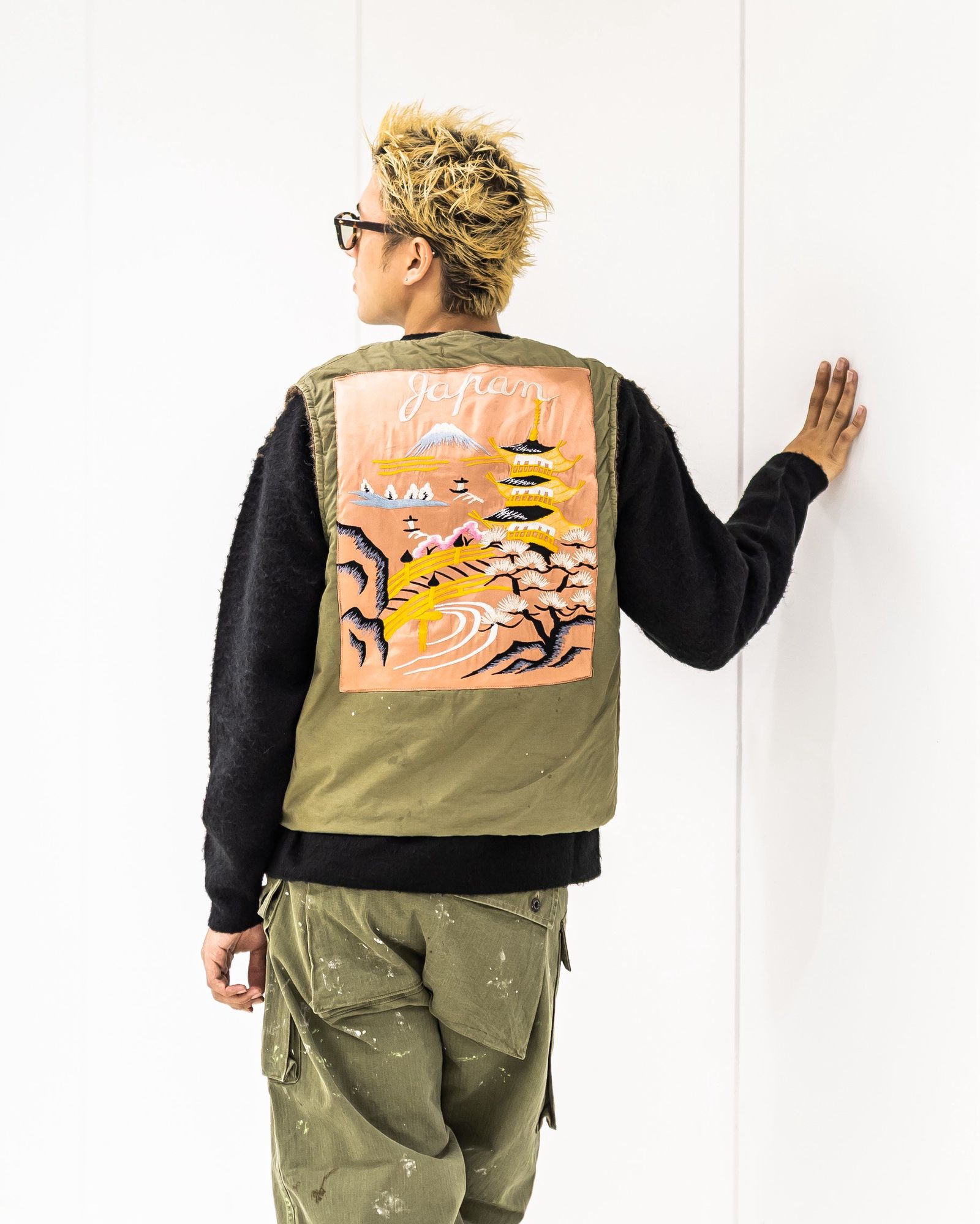 BOW WOW 25FWバウワウ REMADE USN DECK VEST SUKAJAN EMB AGED(BW252-RUDVE)AGED OD×PINK ★10月11日(土)発売！