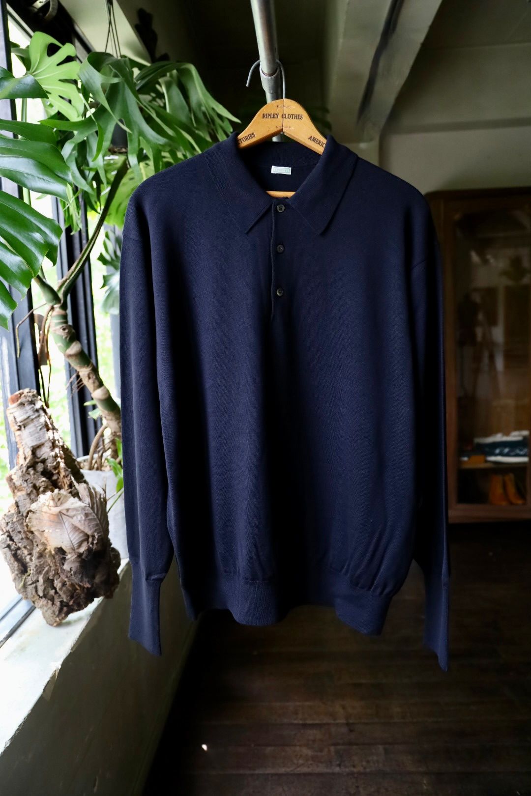 A.PRESSE - アプレッセ Wool Knit L/S Polo Shirt(24AAP-03-06K)NAVY☆8月10日(土)発売！ |  mark