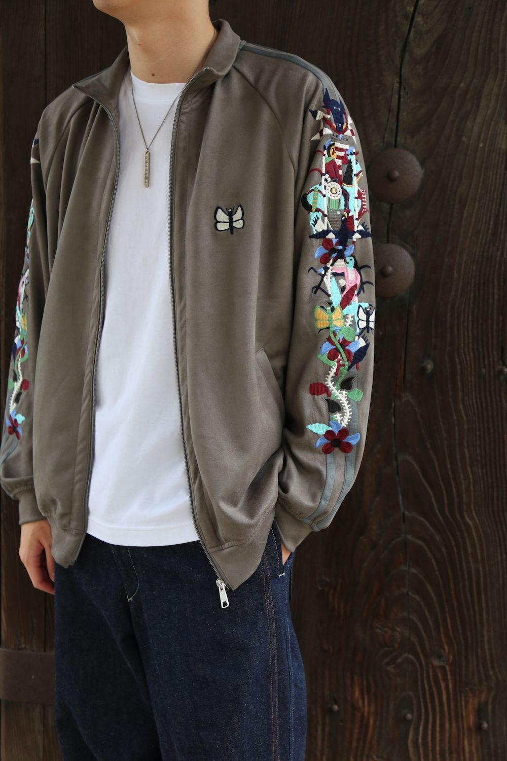 doublet CHAOS EMBROIDERY SUEDE TRACK JACKET