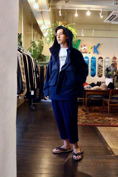 S.F.C 新作FLEECE HOODIE JACKET"NAVY"スタイル