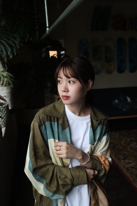 YOKE PRINTED OPEN COLLAR SHIRT"BROWN"スタイル