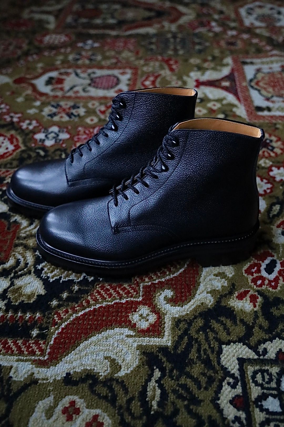 FOOTWORKSフットワークス  レースアップブーツ Lace-up shoes in grain leather(F03-0002_M)BLACK☆新作発売！