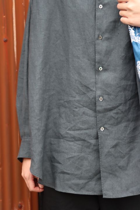 Graphpaper Linen L/S Oversized Band Collar Shirt style.2022.5.20