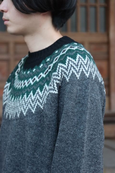 JUNYA WATANABE COMME des GARCONS MAN ウールジャガードニット求心柄"TOP GRAY"style