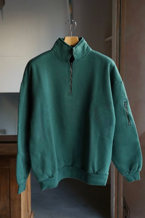 イズネス 25AW PIGMENT DYED ZIP SWEATSHIRT(25AW_08_1007AWCS04)GREEN☆新作発売！
