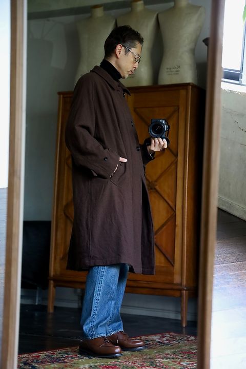 blurhms Classic Wool Balmacaan Coat"BROWN"スタイル.2025.10.13.