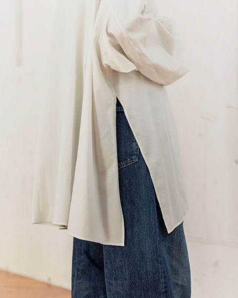 Graphpaper 25SS 新作 Silicon Poplin Deep Slit Band Collar Shirt style.2025.3.2