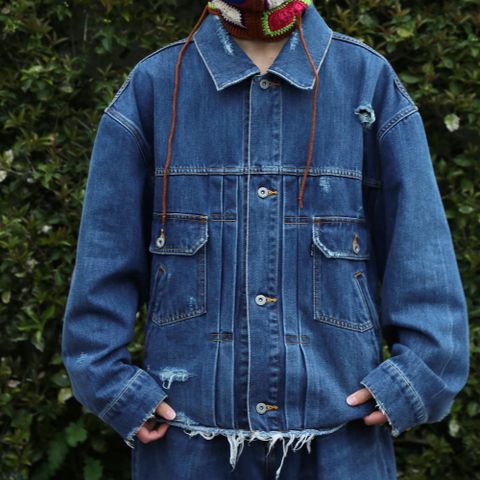 doublet 21ss DAMAGED SILK DENIM JACKET(21SS05BL114) style 2021.04.14.