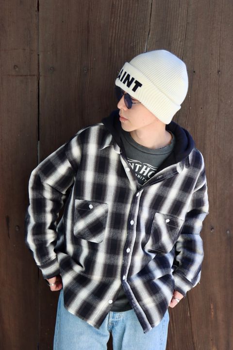 ©SAINT Mxxxxxx セントマイケル 23AW CHECK SHIRT PARKAスタイル