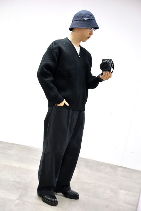 COMME des GARCONS HOMME 26SS 綿エステル片畦カーディガンスタイル