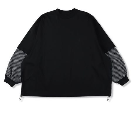 イズネス25AW BALLOON LAYERED LONG SLEEVE T SHIRT(1007AWCS02)BLACK x WHITE border
