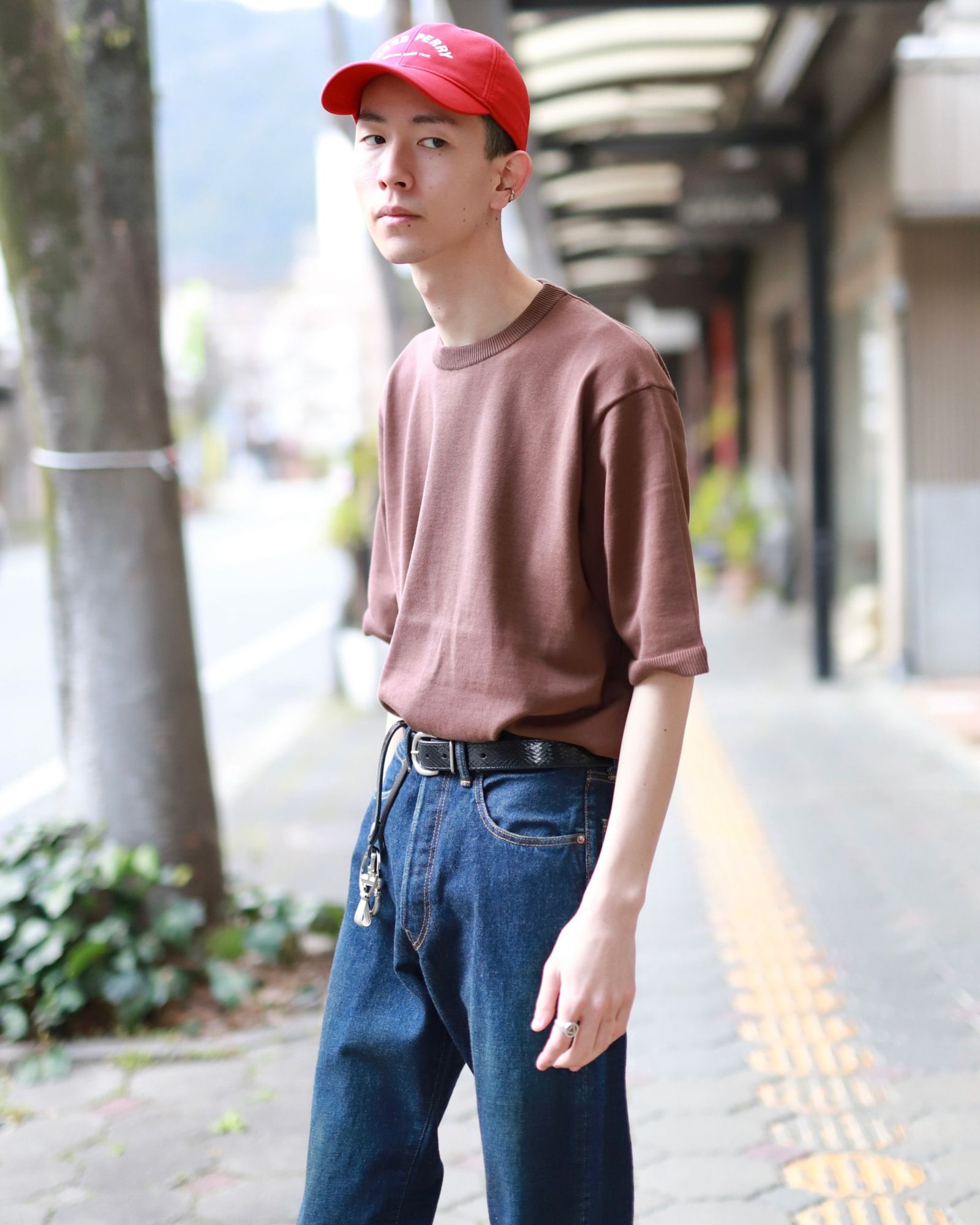 ATON エイトン23SS NATURAL DYE ORGANIC HALF SLEEVE SWEATERスタイル