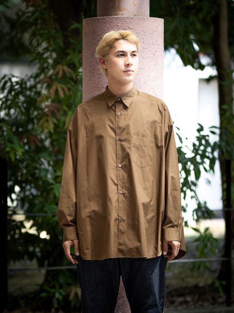 グラフペーパー ALUMO for GP L/S Oversized Regular Collar Shirt(GM263-50230)BROWN☆8月22日(土)発売！