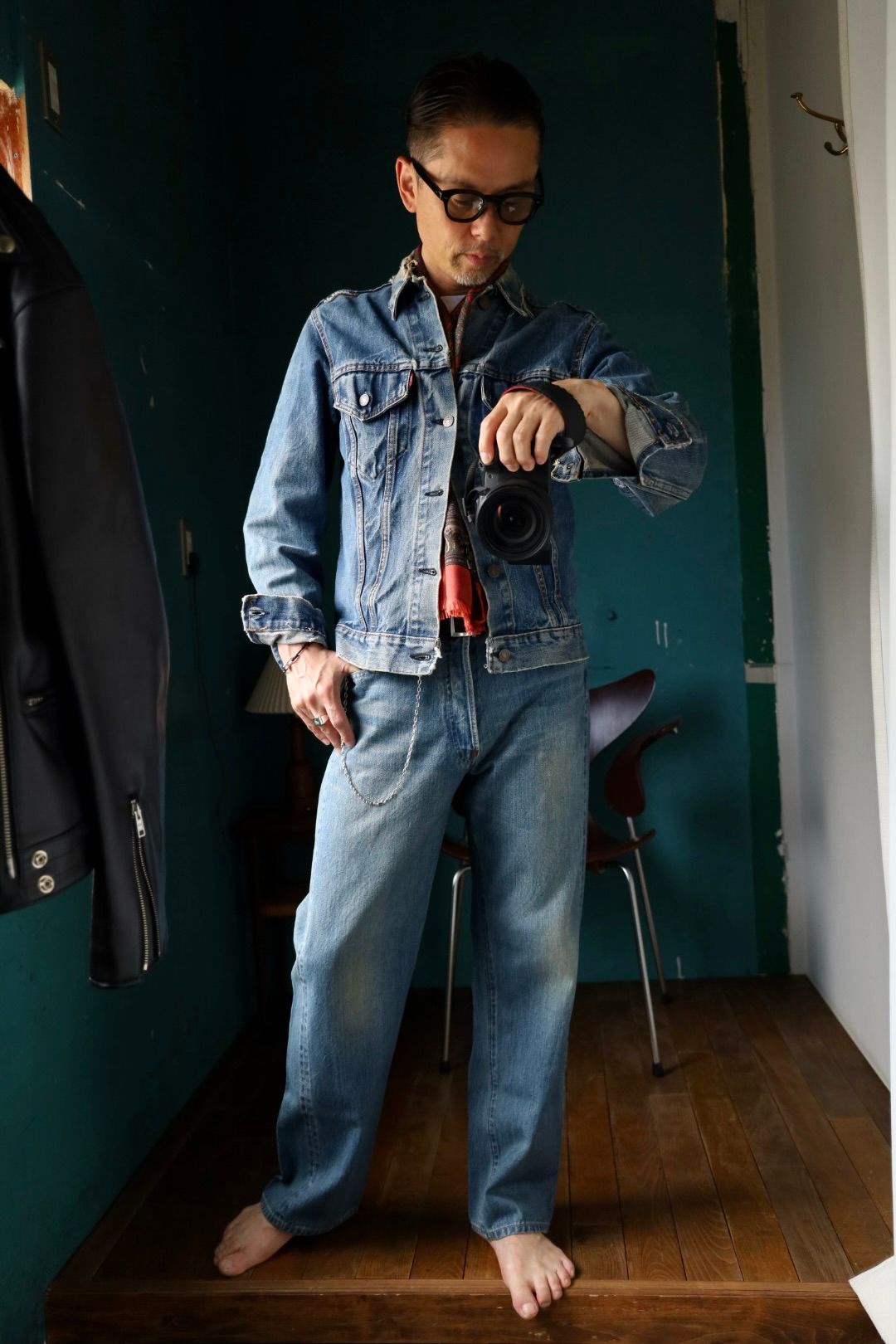 A.PRESSE 2025 STYLE2 No.2 Washed Denim Pantスタイル2025.6.26.