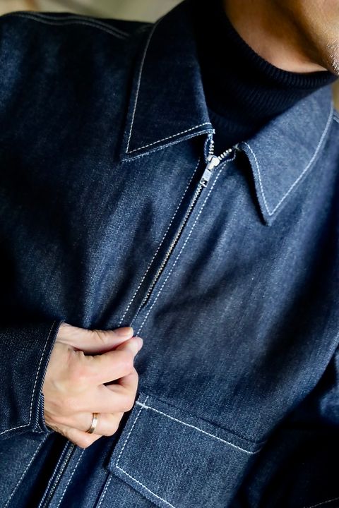 Graphpaper Selvage Denim Zip Jacket"INDIGO_RIGID"スタイル