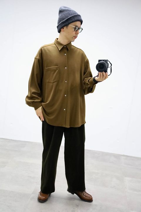 Graphpaper Wool Smooth Flannel Oversized Regular Collar Shirt"BROWN"スタイル.2025.10.7.