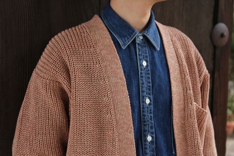 YOKE 5G CONNECTING RIB CARDIGAN"BEIGE MIX"style.2021.3.7.