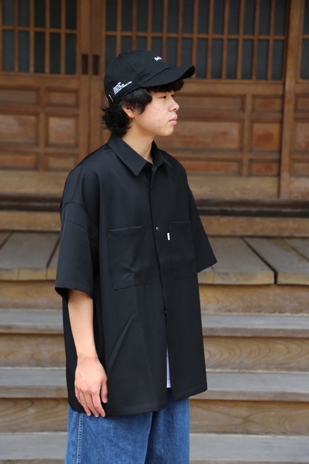 Graphpaper Selvage Wool S/S Oversized Box Shirt(GM212-50260) style