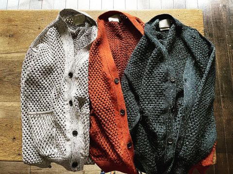 YOKE 22SS MESHED KNIT CARDIGAN"OCEAN NAVY"style.2022.2.21.