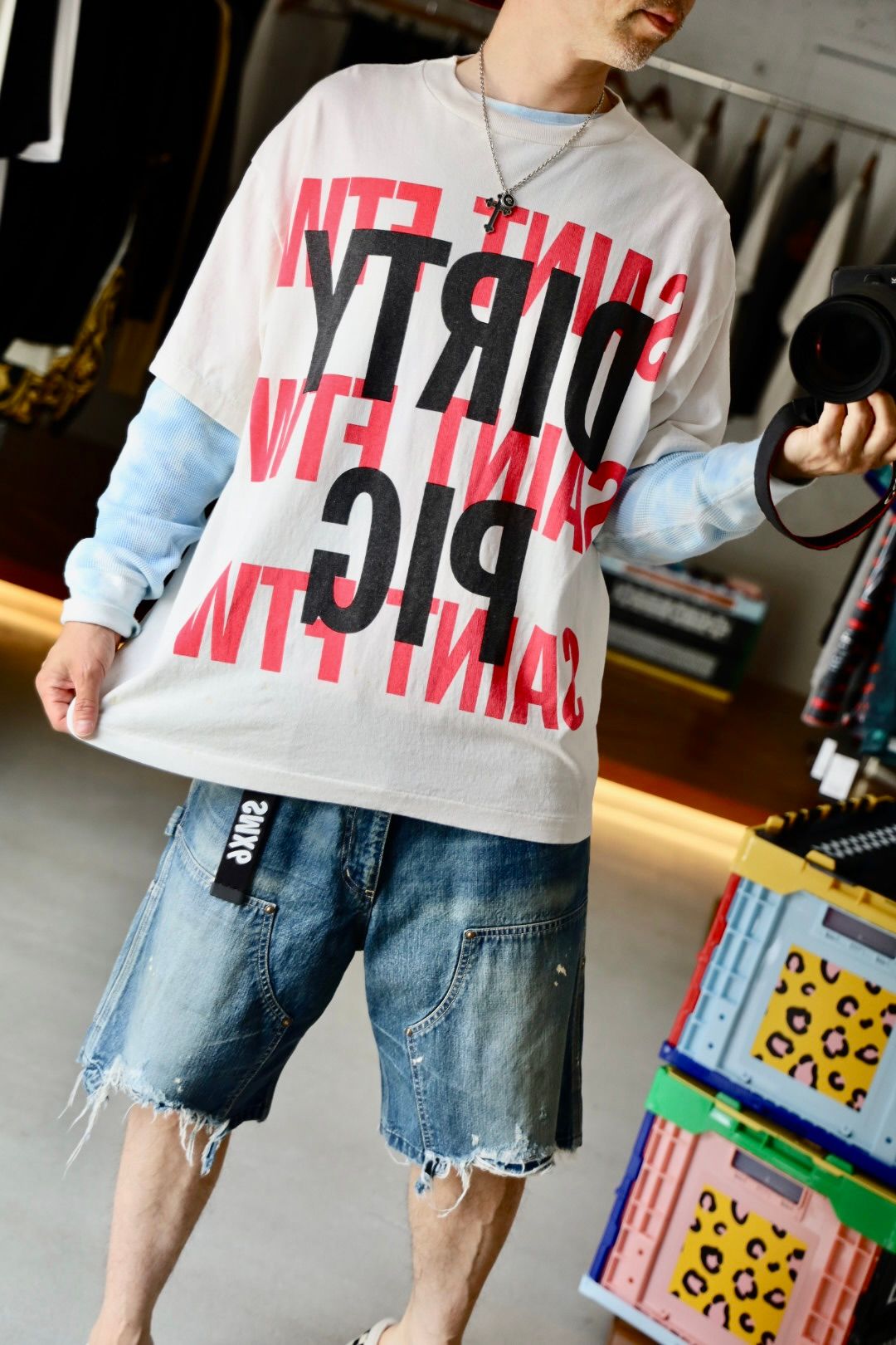 SAINT M×××××× - セントマイケル25SS デニムショーツ DOUBLE