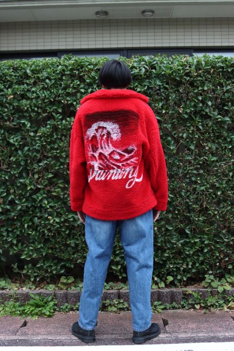 doublet HAND-PAINTED RECYCLE FUR JACKET"RED style"