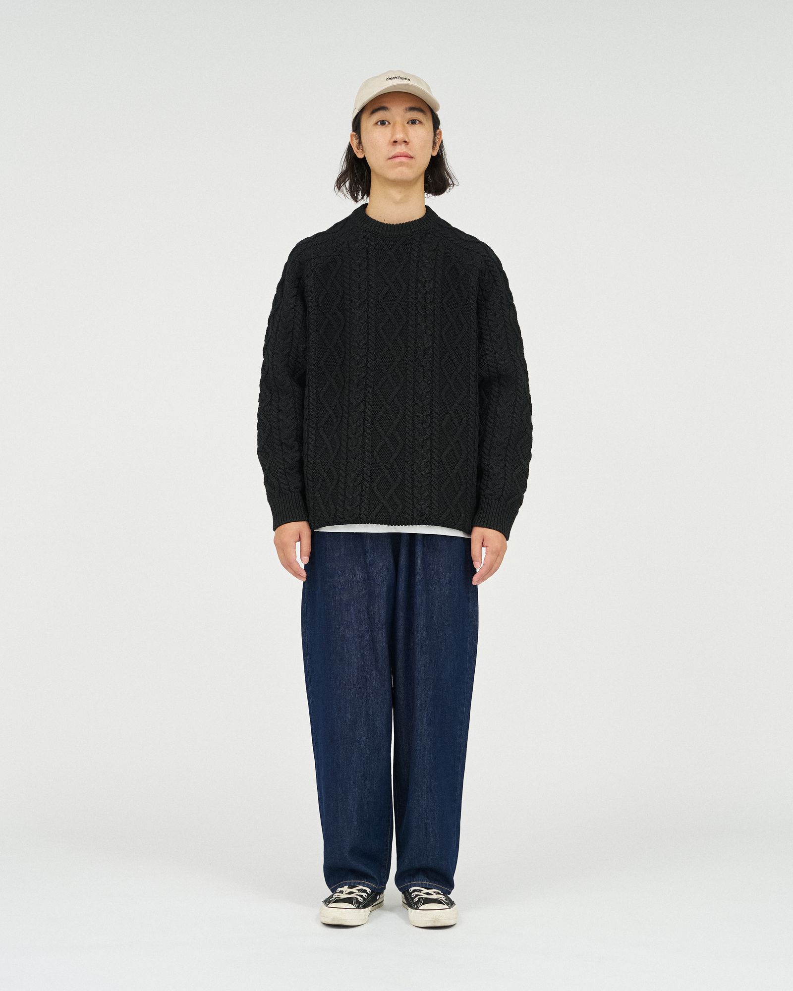 フレッシュサービス SHETLAND WOOL x SOLOTEX® TECH FISHERMAN SWEATER (FSC253-80165)BLACK★10月18日(土)発売！