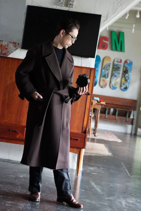 YOKE DOUBLE BREAST OVERCOAT"BROWN"style.2021.10.12.