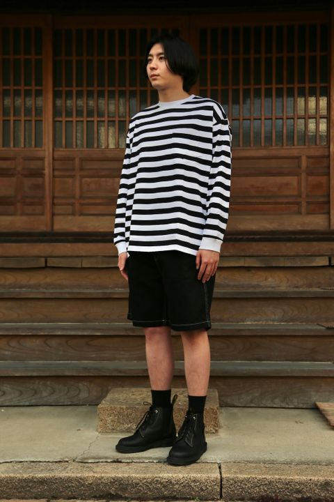 Graphpaper Border L/S Pocket Tee(GM203-70147B) style.2021.3.14.