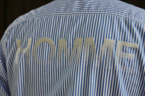 Comme Des Garcons Homme HOMME刺繍ストライプシャツ(HG-B019-051) style.2021.3.12.