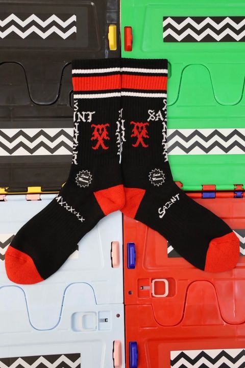 セントマイケル SINNER SOCKS (SM-HR1-0000-112)BLACK/RED★10月11日(土)発売！
