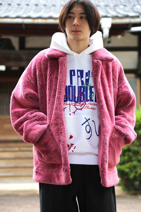 doublet HAND-PAINTED FUR JACKET"PINK"style.2020.10.17.