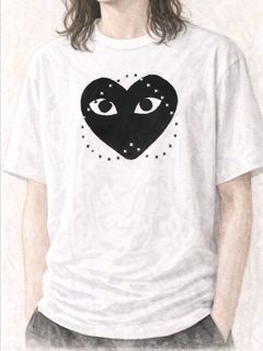 プレイコムデギャルソン スタッズ ブラックハートTシャツ (WHITE×BLACK HEART)☆新作発売！