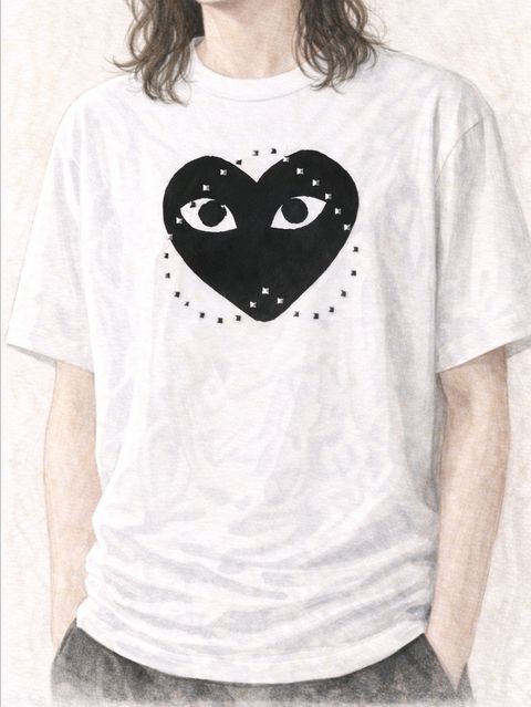 プレイコムデギャルソン スタッズ ブラックハートTシャツ (WHITE×BLACK HEART)☆新作発売！