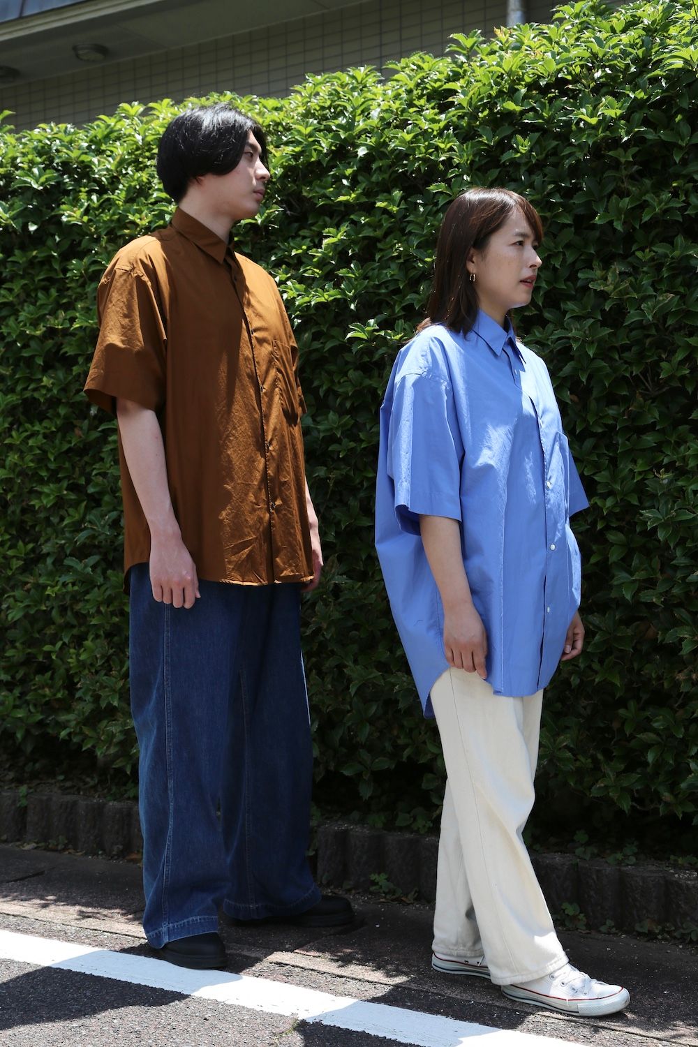 Graphpaper Broad Oversized S/S Regular Collar Shirt(GM212-50625B) style. 2021.05.30.