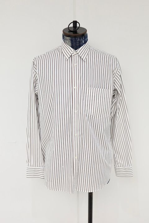 グラフペーパー 25AW SIDOGRAS Stripe Regular Collar Shirt(GM254-50024STB])BROWN STRIPE☆10月25日(土)発売！