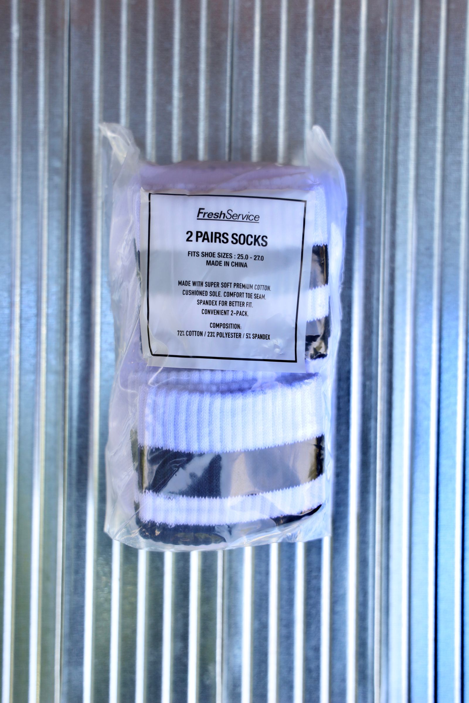 フレッシュサービスソックス 2-PACK LINE CREW SOCKS (NAVY)