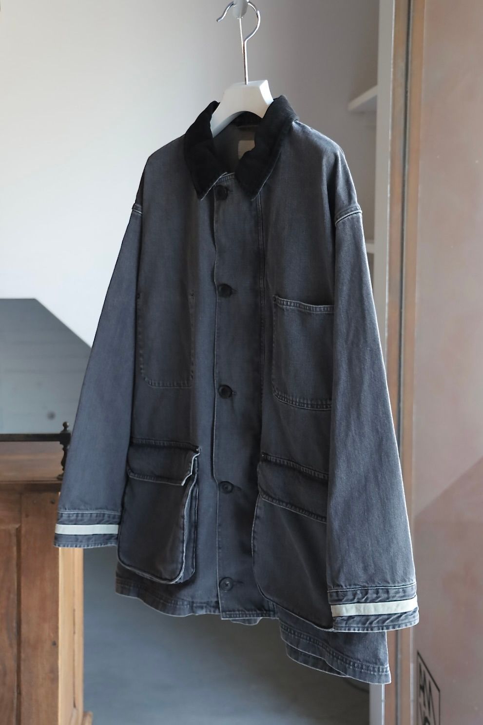 ヨーク 25FW VINTAGED DENIM COVERALL HALF COAT(YK25FW01067C)BLACK☆9月6日(土)発売！