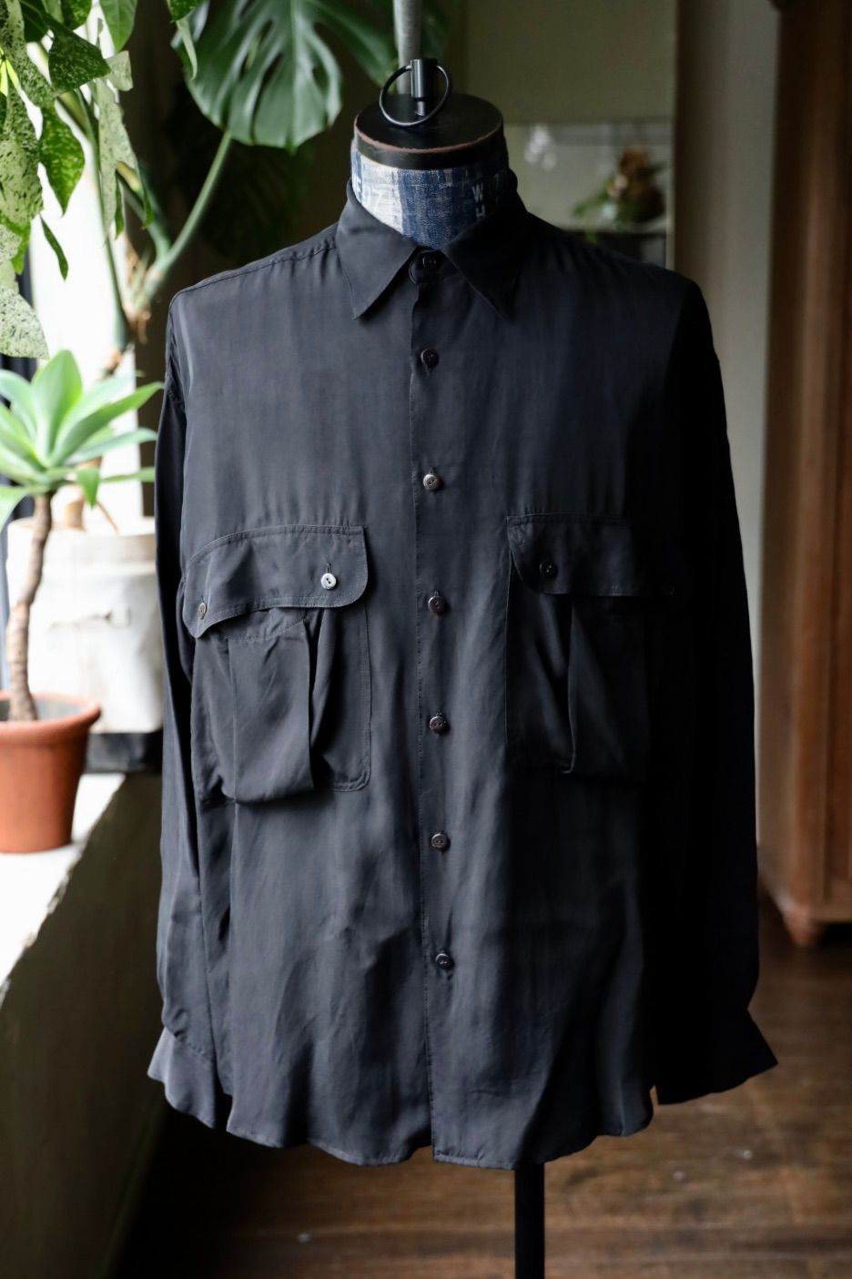ヨーク 25FW シャツ Cupro Work Shirt(YK25FW01081SH)BLACK