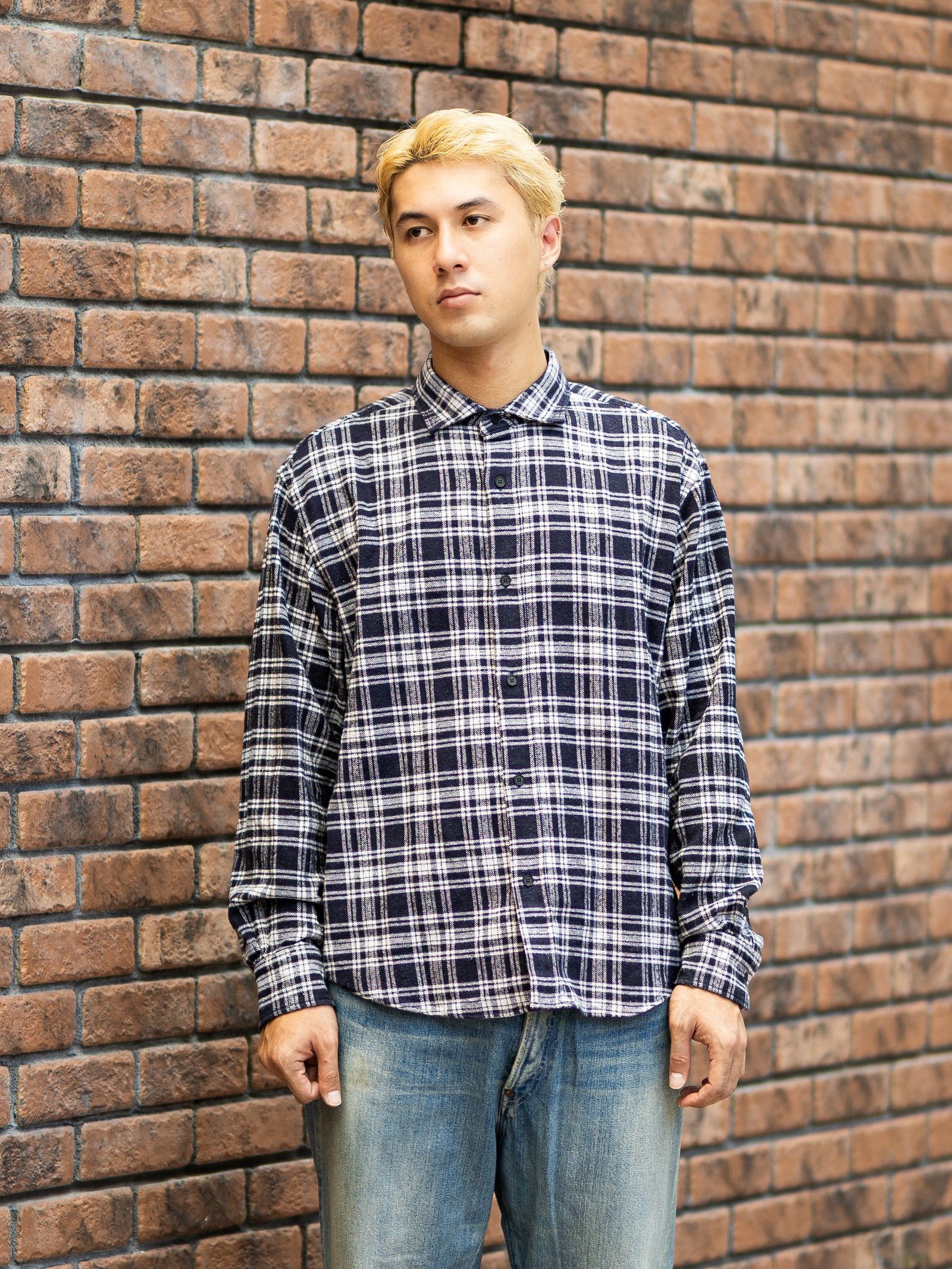A.PRESSE 新作Vintage Cotton Silk Nep Twill Check Shirts