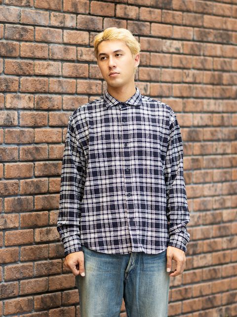 A.PRESSE 新作Vintage Cotton Silk Nep Twill Check Shirts