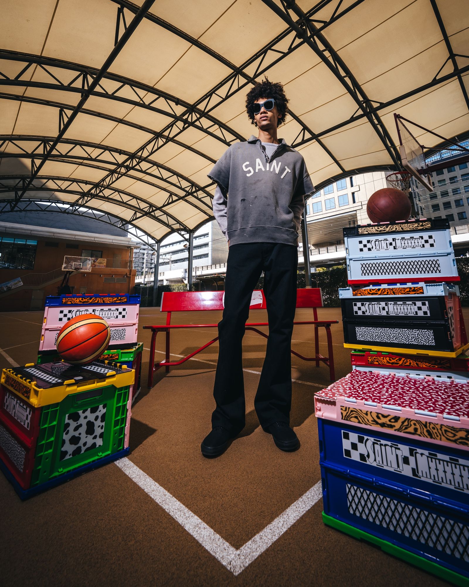 セントマイケル 26SS SAINT HALF ZIP SWEAT(SM-MK8-0000-052)CHARCOAL☆4月11日(土)発売！