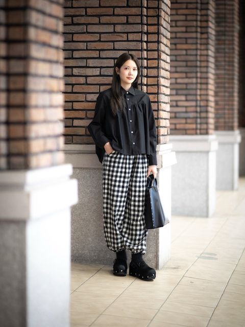 tao 26FW ウールギンガムチェック先染 製品縮絨パンツ style.2026.10.2