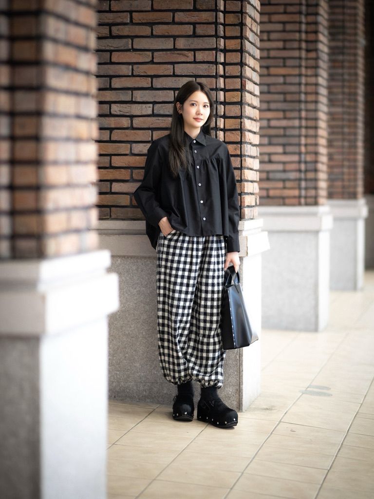 tao 26FW ウールギンガムチェック先染 製品縮絨パンツ style.2026.10.2