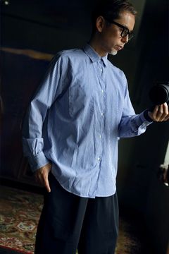 グラフペーパーシャツ Broad Stripe Regular Collar Shirt (GM264-50021STB)BLUE STRIPE☆10月31日(土)発売！