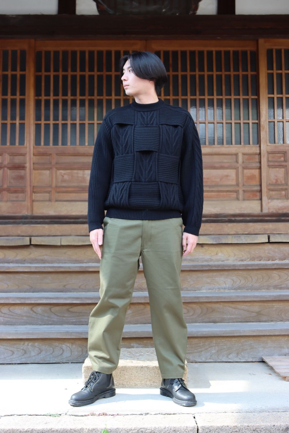 YOKE CROSSING CABLE CREW NECK KNIT(YK21AW0288S) style.2021.10.9 