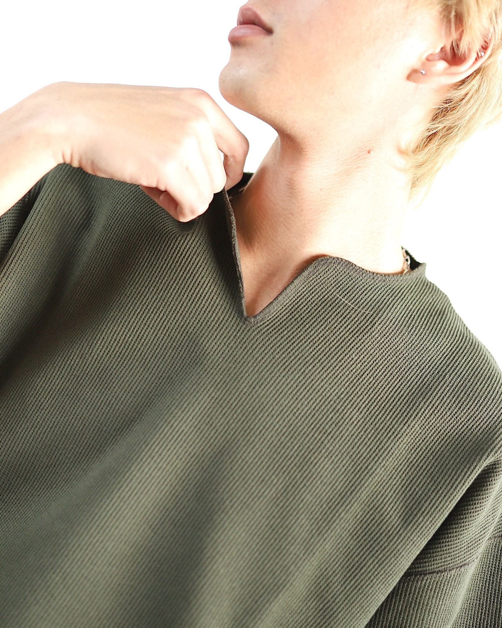 ブラームスルーツストック24SS Rough&Smooth Thermal Over-neck(Olive) style 2024.3.21