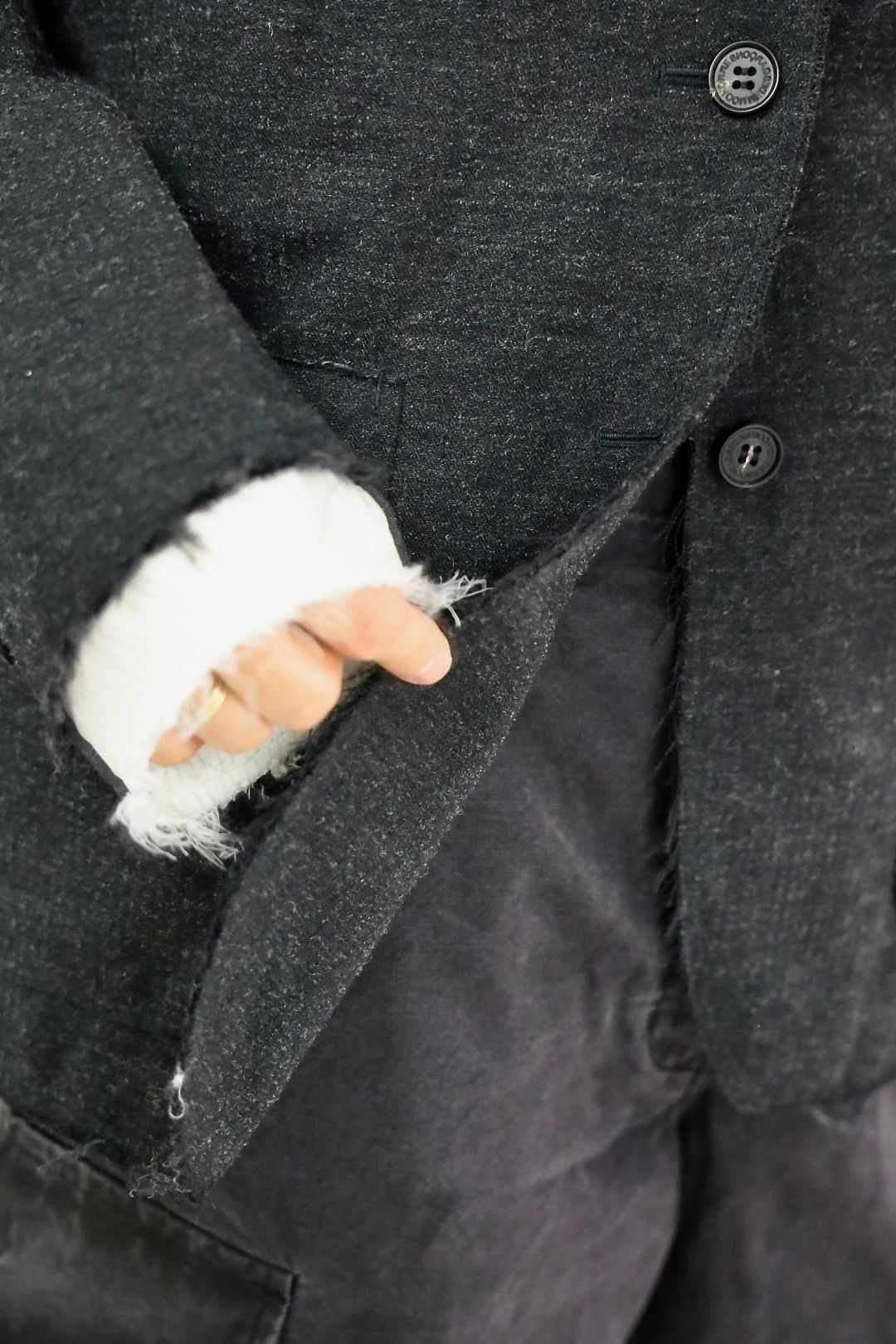 COMME des GARCONS HOMME ウールエステルヘリンボーンジャケットスタイル