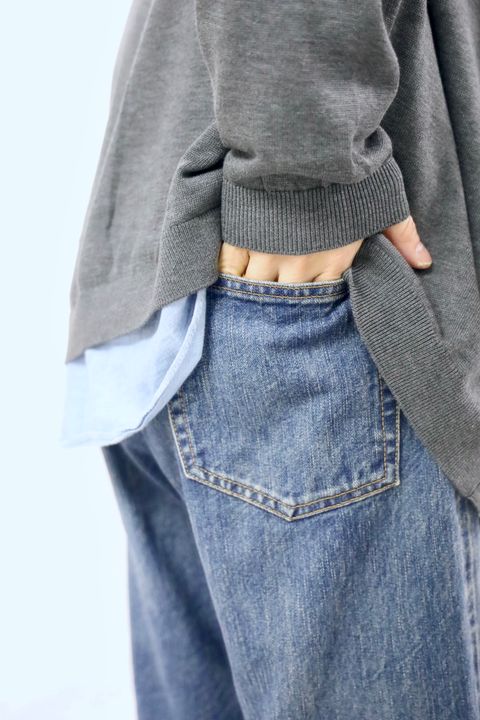 Graphpaper グラフペーパー26SS Suvin High Gauge Knit Oversized L/S Shirts"TOP GRAY"スタイル