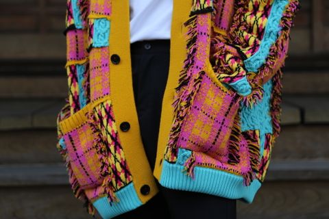 KIDILL 2020 A/W Chaotic Argyle Tartan Cardigan(KL459) "Yellow×Pink" style.2020.7.10.