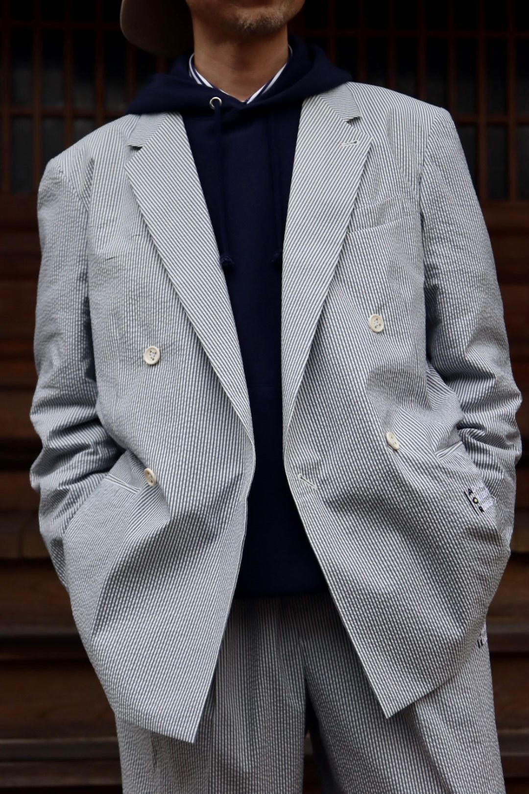 AOR 22SSシアサッカーセットアップ"NAVY"スタイル.2022.3.26.